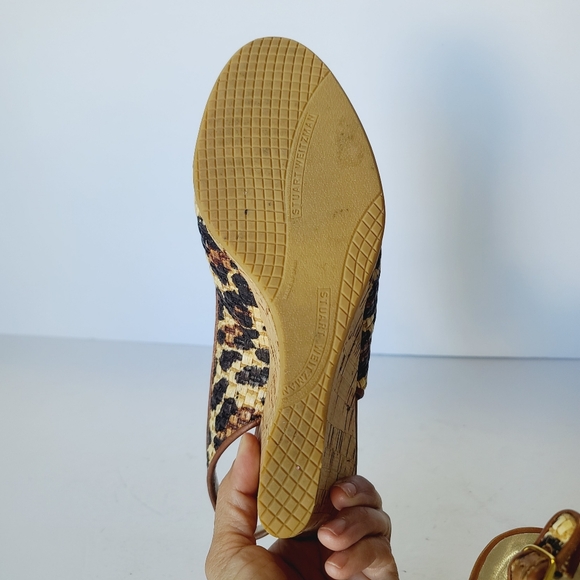 Stuart Weitzman Raffia Animal Print Slingback Wedges Size 7.5 - Picture 7 of 7